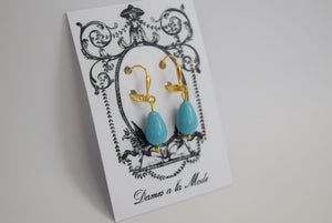 Turquoise Shell Pearl Teardrop Earrings