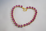 Bright Pink Crystal Collet Necklace - Small Round