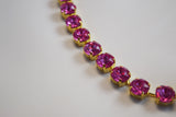 Bright Pink Crystal Collet Necklace - Small Round
