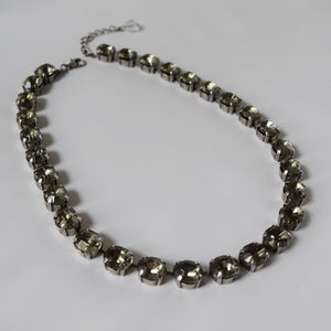 Grey Crystal Collet Necklace - Small oval
