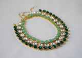 Emerald Green Paste Crystal Riviere Necklace - Small Round