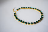 Emerald Green Paste Crystal Riviere Necklace - Small Round