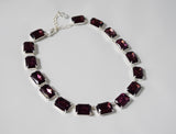 Amethyst Purple Crystal Collet Necklace - Large Octagon