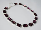 Amethyst Purple Crystal Collet Necklace - Large Octagon