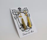 Golden Bead Earrings - Narrow Teardrop