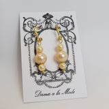 Pearl Earrings - Golden Triple Drop