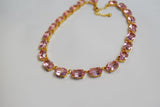 Light Pink Swarovski Crystal Necklace - Medium Oval Unfoiled Stones