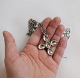 Clear Crystal "Vauxhall Glass" Cross Pendant or Necklace