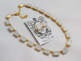 Opal Crystal Collet Necklace - Medium Octagon
