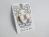 White Opal Crystal Earrings - Medium Octagon