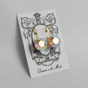 Iridescent Aurora Borealis Earrings - Medium Round