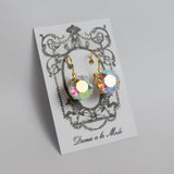 Iridescent Aurora Borealis Earrings - Medium Round