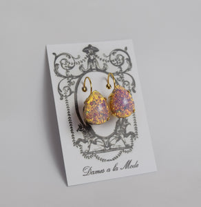 Opal Glass Earrings - Large Teardrop