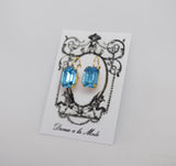 Aquamarine Blue Swarovski Crystal Earrings - Medium Octagon