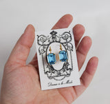 Aquamarine Blue Swarovski Crystal Earrings - Medium Octagon