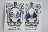 Blue Crystal Teardrop Earrings - Medium