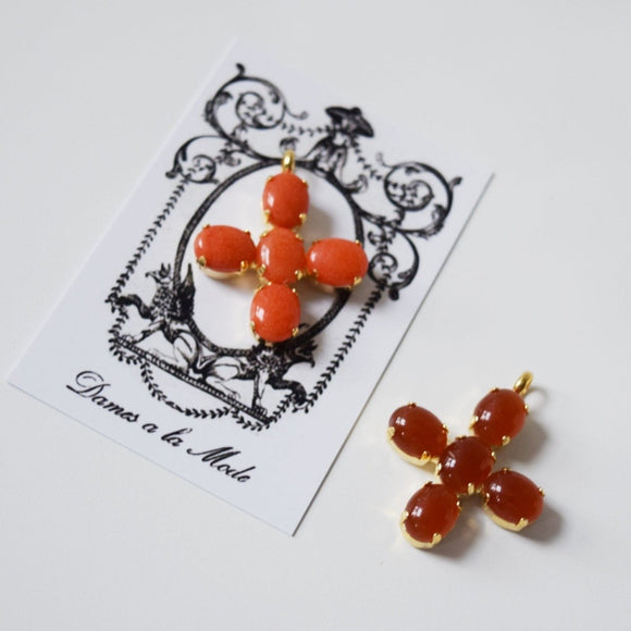 Small Carnelian or Coral Cross - Jane Austen Cross