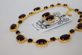 Garnet Swarovski Halo Necklace - Large Oval