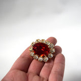 Ruby Red Crystal Cluster Brooch