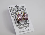 Light Amethyst Swarovski Crystal Earrings - Large Oval