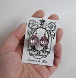 Light Amethyst Swarovski Crystal Earrings - Large Oval