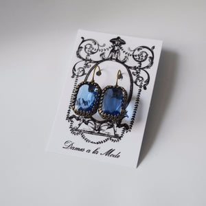 Blue Crystal Crown Earrings