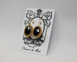 Onyx Black Crown Earrings - Large Oval