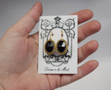 Onyx Black Crown Earrings - Large Oval