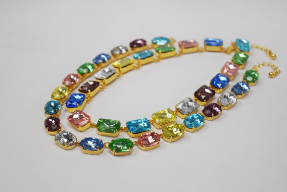 Harlequin Collet Necklace - Pastels - Large Oval or Large Octagon