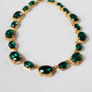 Green Crystal Halo Necklace - Emerald Riviere