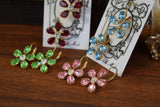 Floral Earrings - Swarovski Small Pear Stones