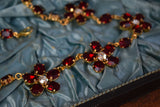 Floral Necklace - Swarovski Garnet Oval Crystals