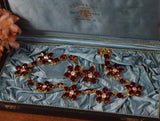 Floral Necklace - Swarovski Garnet Oval Crystals