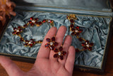 Floral Earrings - Swarovski Garnet Small Oval Stones