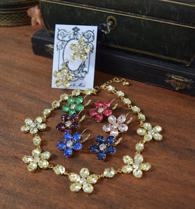 Floral Necklace - Czech Crystal Oval Stones