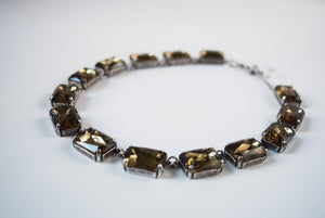 Black Diamond Grey Collet Necklace - Large Octagon