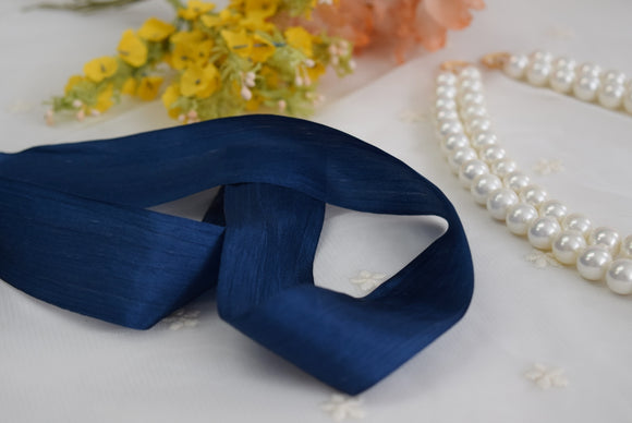 Silk Ribbon - Navy - 1.25 Wide - By the Yard – Dames a la Mode