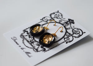 ON SALE! Warrior Intaglio Earrings - Black and Gold