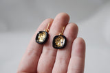 ON SALE! Warrior Intaglio Earrings - Black and Gold