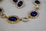Lapis Blue Halo Necklace - Large Oval