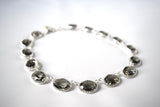 Grey Swarovski Crystal Collet Necklace - Large Oval Crown Setting