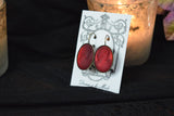 Red Glass Cameo Earrings - Extra Large
