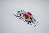 Fuchsia Pink Crystal Halo Earrings