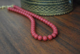Red "Coral" Pearl Beaded Necklace - Small