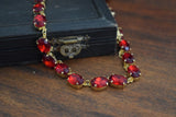 Ruby Red Crystal Collet Necklace - Medium Oval