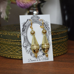Large Victorian Golden Teardrop Earrings
