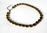 Olive Green Crystal Collet Necklace - Small Oval