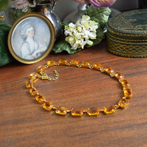 Orange Topaz Swarovski Collet Necklace - Medium Octagon