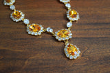 Large Swarovski Orange Topaz Halo Necklace