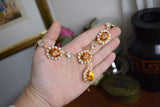 Large Swarovski Orange Topaz Halo Necklace